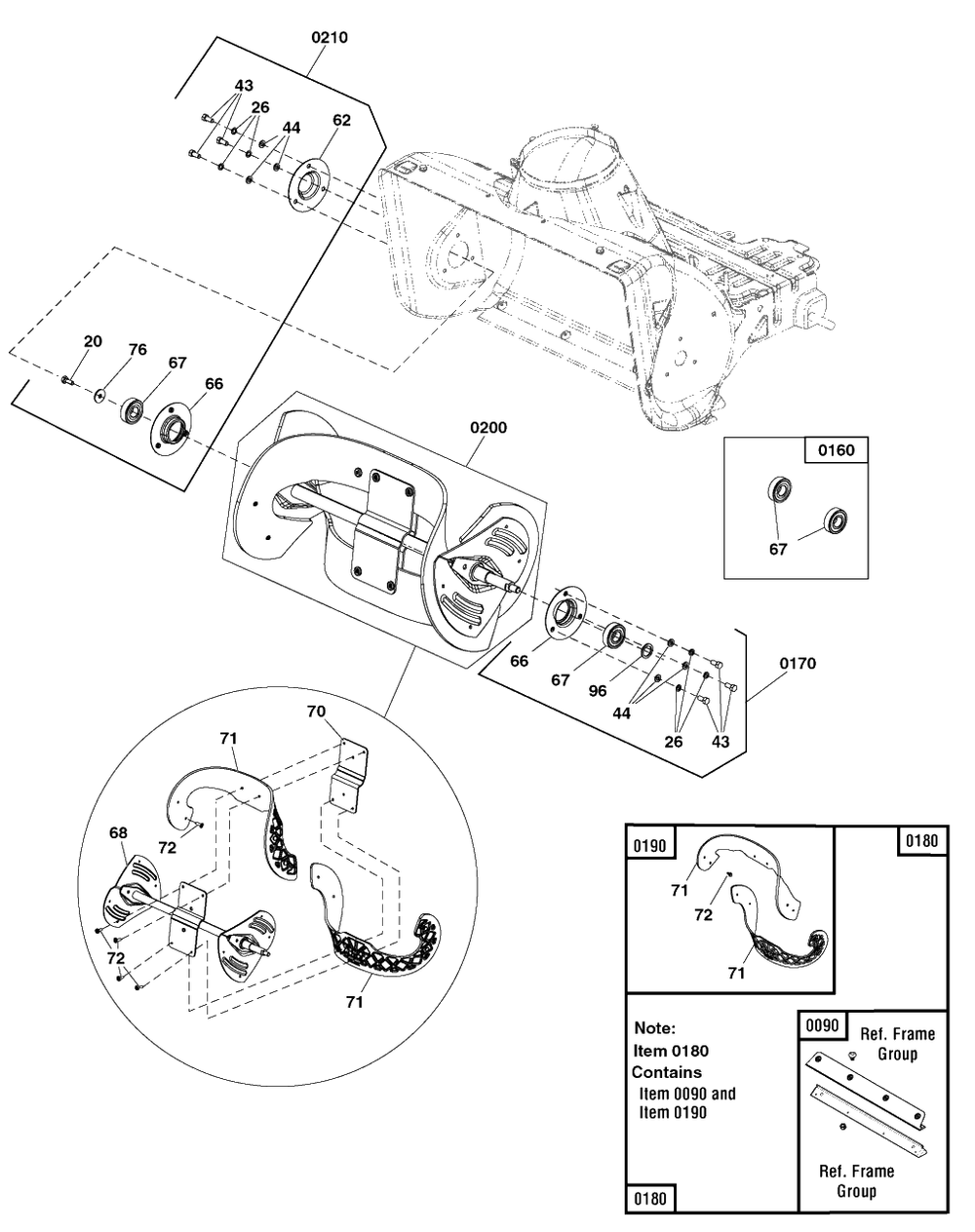 Auger Group Diagram and Parts List for SS22R (1697349-01)(2020) Briggs and Stratton Snow Blower